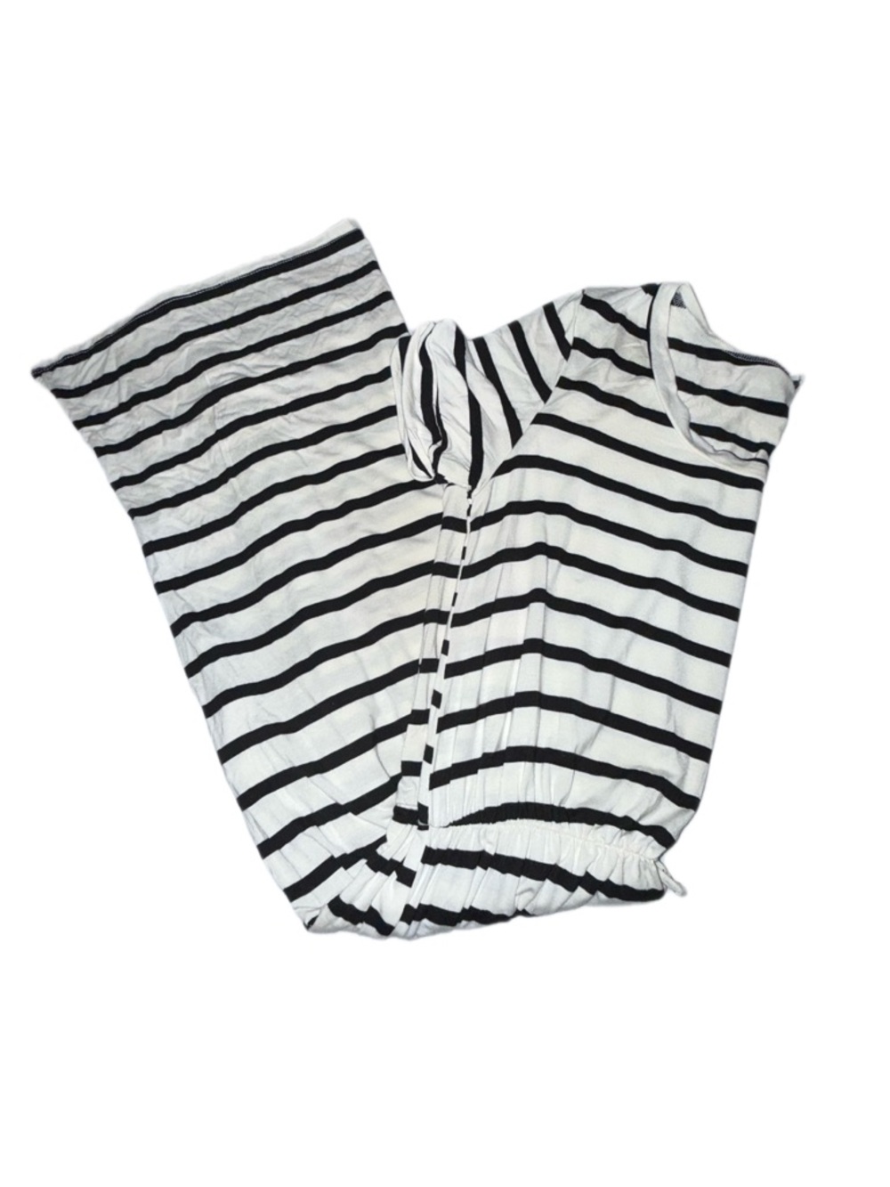 White Birch Striped Midi Dress Small Black White Rayon Elastic Waist Casual USA - Picture 4 of 9